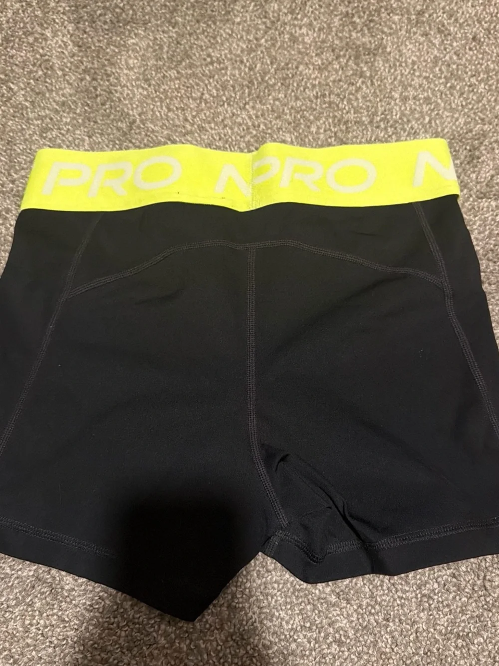 Nike Black Compression Shorts with Neon Yellow Logo Waistband